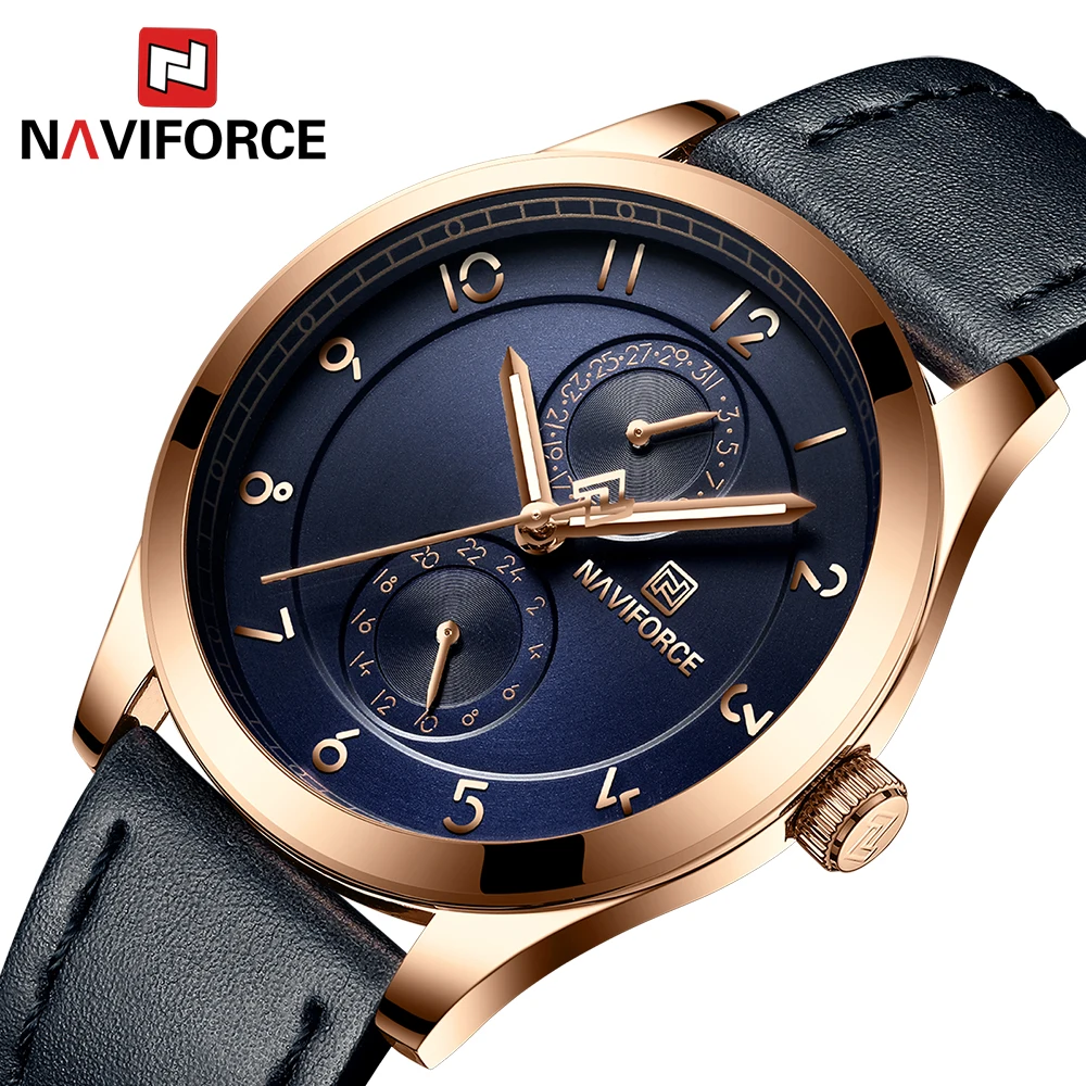 

NAVIFORCE Mens Watches Top Brand Luxury Quartz Gold Watch Men Casual Leather Sport Waterproof Clock Men Wrist Watch relojes