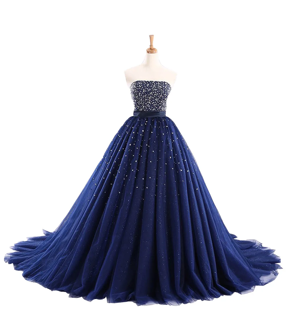 Robe De Mariage, шикарные вечерние платья принцессы, роскошное темно-синее бальное платье, вечернее платье на заказ, Vestido De Noiva
