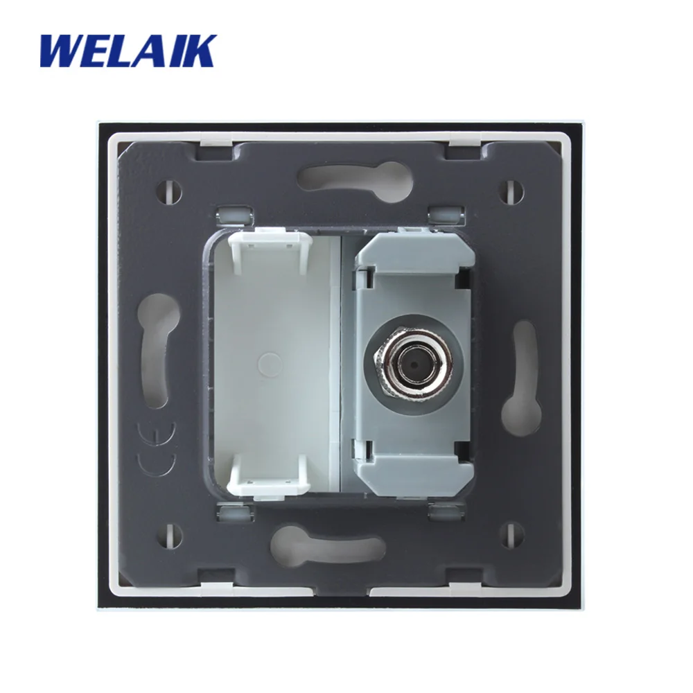 WELAIK Хрустальная панель 1 рамка европейская настенная розетка ТВ A18 TV W/B|glass socket eu|wall