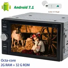 4G dongle + Radio Estéreo Reproductor de dvd 2din Coche pc 7 ”Android 7.1 de Navegación GPS HeadUnit 8 Core Bluetooth de la Ayuda 1080 P WIFI OBD2