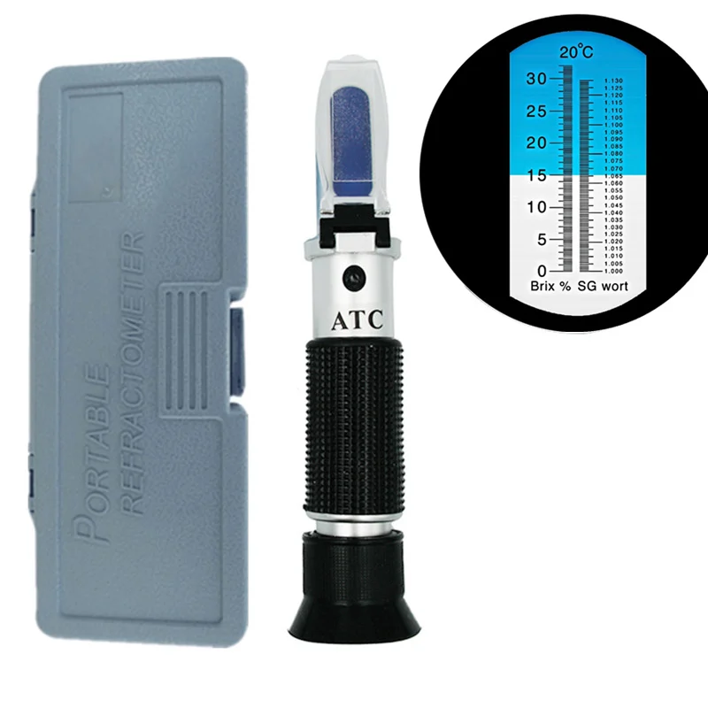 Refractometer Beer Wort Wine Brix Refractometer ATC SG 1.000-1.130 and Brix 0-32% Tester Tools with Retail box 28% off цена Refractometer Beer Wort Wine Brix Refractometer ATC SG 1.000-1.130 and Brix 0-32% Tester Tools with Retail box 28% off цены онлайн