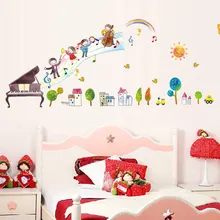 piano note music wall stickers waist lines wallpaper Baseboard kids baby room bedroom kindergarten school decals home decor 2pcs