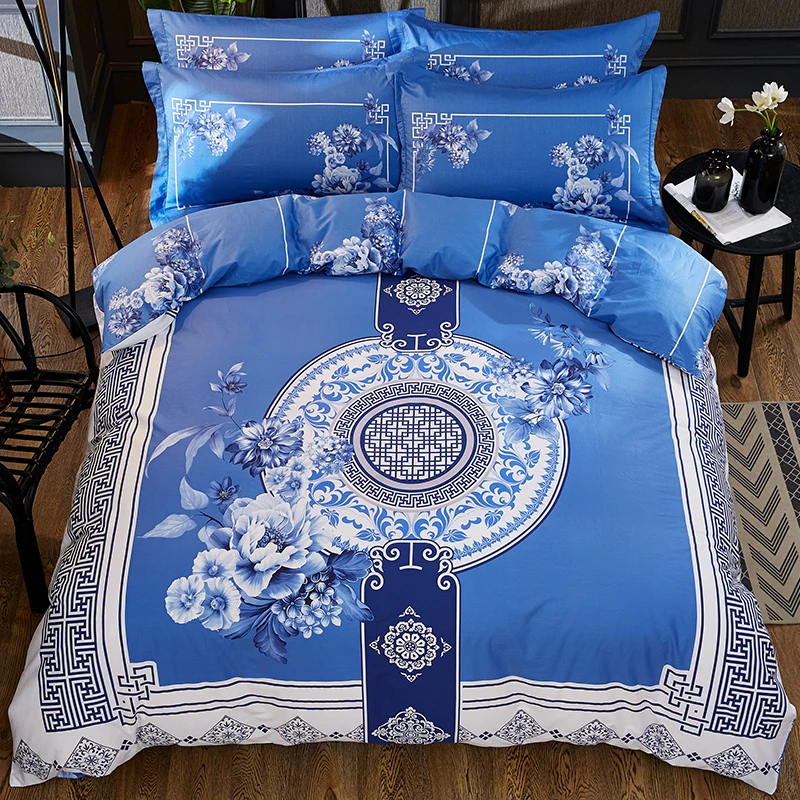 TUTUBIRD blue and white porcelain bedsheet 100 cotton bed linen