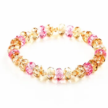 

SWANJEWELRY High Quality Champagne Colorful Glass Crystal Bracelets Exquisite Elegance Geometric Crystal Charm Bracelets Women