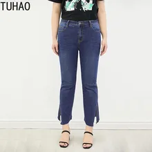 Джинсы TUHAO размера плюс 7XL 6XL 5XL, женские брюки, женские брюки, Корейская версия, джинсовые брюки с разрезом для женщин, джинсы для офисных леди MZJ