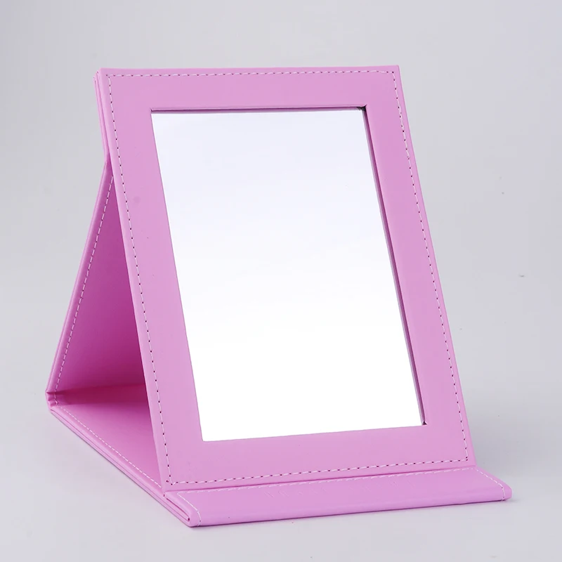 Складное портативное зеркало для макияжа Настольный средний и маленький PU кожаный туалетный зеркало карманное зеркало без света - Цвет: L
