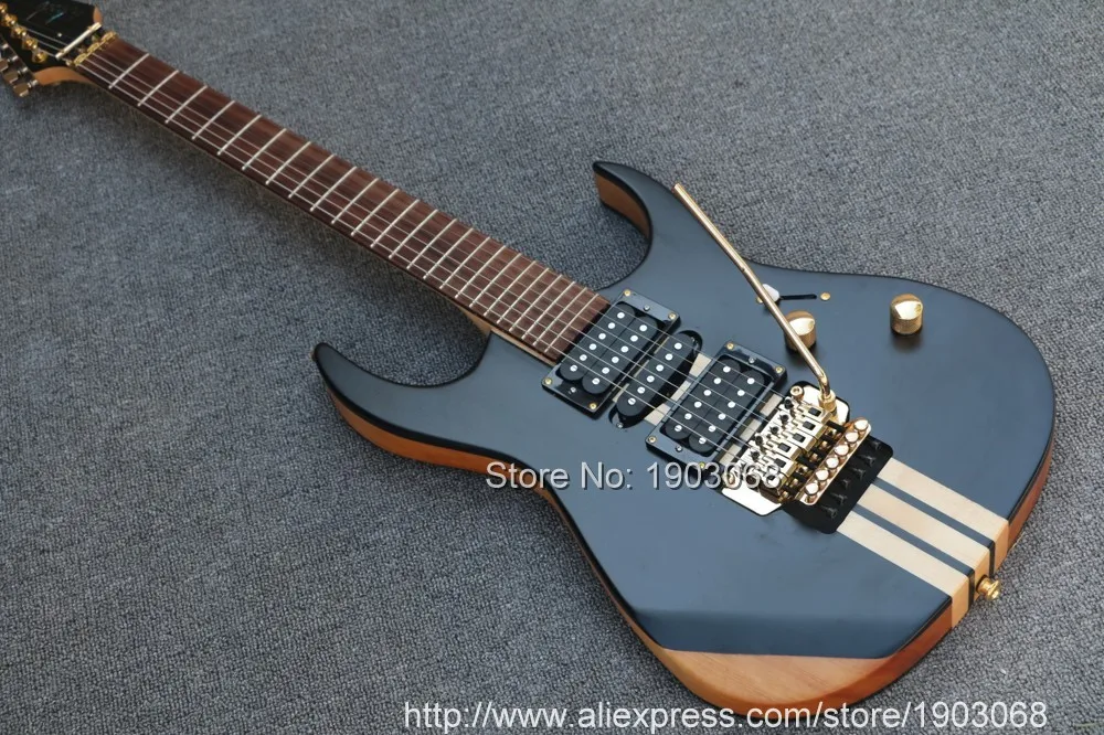 Высокое качество 6 струн гитара ebony Top thru neck double tremolo электрическая с floyd rose