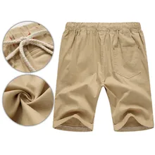 Хлопковые шорты мужские летние шорты льняные однотонные пляжные повседневные с эластичной резинкой на талии классические шорты vermudas Мужские часы Мужские шорты