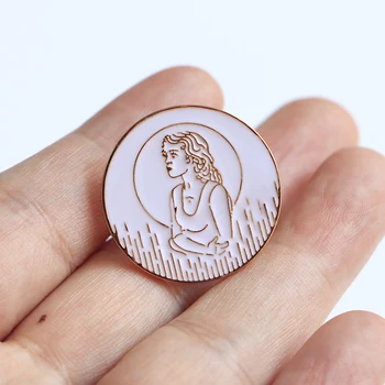 

30pcs/lot Moon Goddess Brooches Golden Lines Round Enamel Pin for Kids Lapel Pin Bag Pins Denim Jacket Women Brooch Badge SC4514