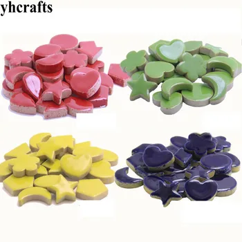 

250PCS(500gram)/Lot 2cm colorful ceramic star moon flower Mosaic tile Scramble tiles Porcelain mosaic Adult DIY Arts and crafts