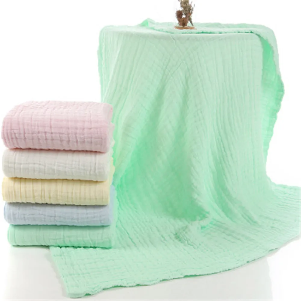 

Muslin Kids Soft Bath Shower Towel Baby Gauze Swaddle Receiving Blankets Baby Blanket Cotton 6 Layers Solid Color Mat for Baby