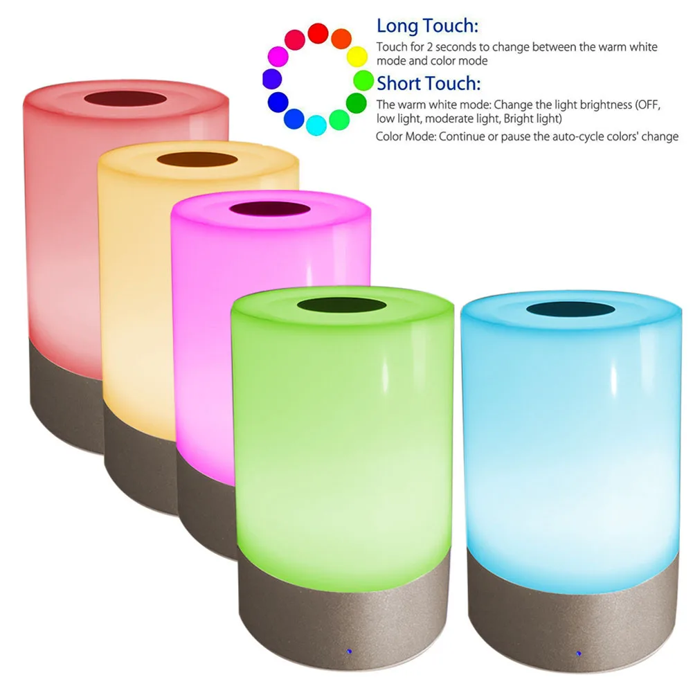 

Touch Control Desk Lamp Portable Smart Bedside Lamp With Dimmable Warm White Light & Color Changing RGB For Bedroom