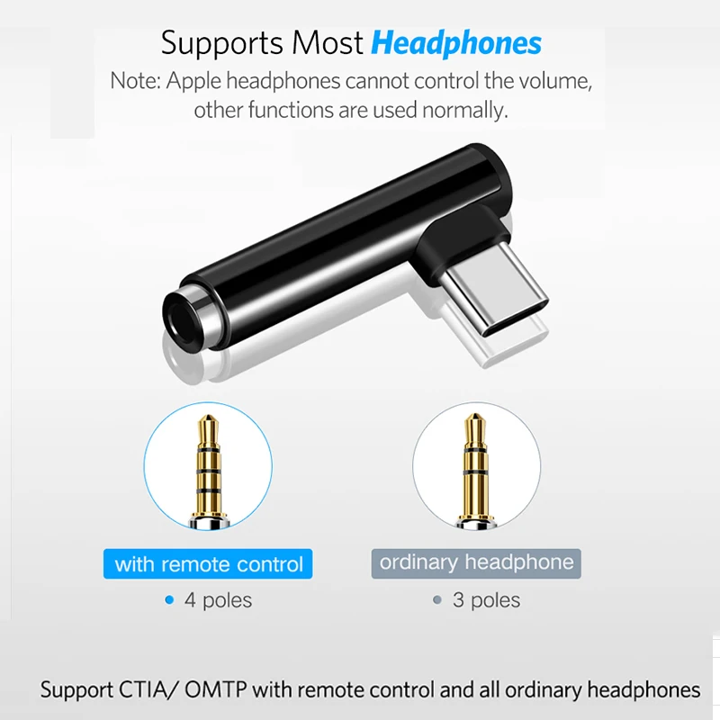 USB Type C to 3.5mm Jack Headphone Adapter Type-C to AUX Audio Splitter USB C Adapter for Samsung Xiaomi Huawei Letv LG Phone