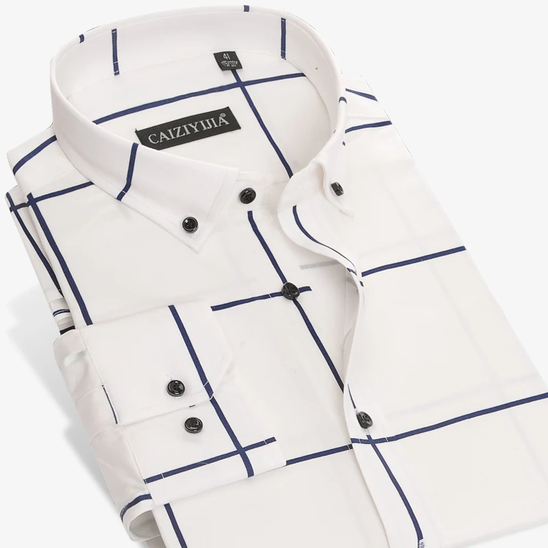 Buy Long Sleeve Fashion Men's Plaid Dress Shirts