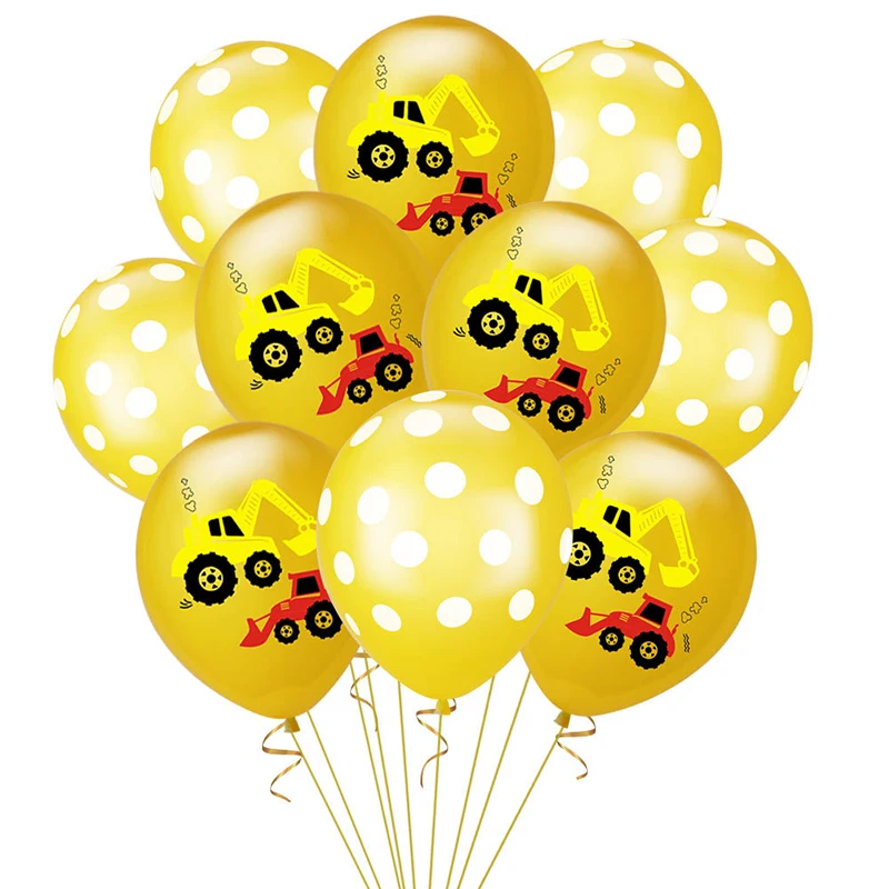 10Pcs Vehicle Excavator Theme Car Latex Balloon Birthday Decoration Confetti Latex Balloons Party Supplies Baby Shower