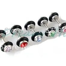 Двойной камень кристалл пирсинг для уха 50 шт./лот кольцо для уха разноцветный пирсинг для тела ювелирные изделия Круглый 316l нержавеющая сталь