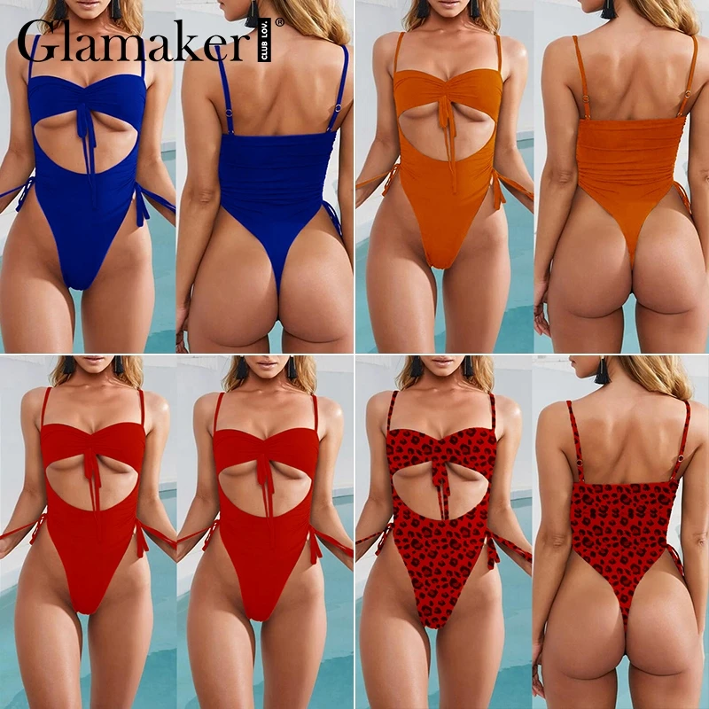 Glamaker Белый боди с вырезами женские стринги сексуальный купальник на шнуровке
