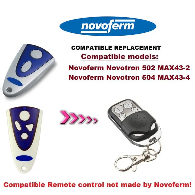 

2pcs Novoferm Novotron Rolling Code Compatible Replacement Remote Control Keyfob