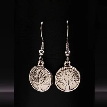 

Tree of life Stainless Steel Drop Earrings For Women Silver Color Small Tree of life Earings Women Jewelry Gift 16013421B