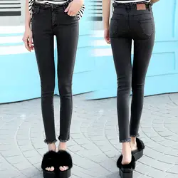 Новые Модные Узкие женские джинсы повседневное Винтаж потертые высокая талия джинсовые узкие брюки 2019 для женщин Весна стирка