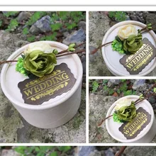 50 шт свежие и красивые цветы ветви свадебное время цилиндрические Пользовательские Свадебные коробки конфет маленькая упаковка коробка