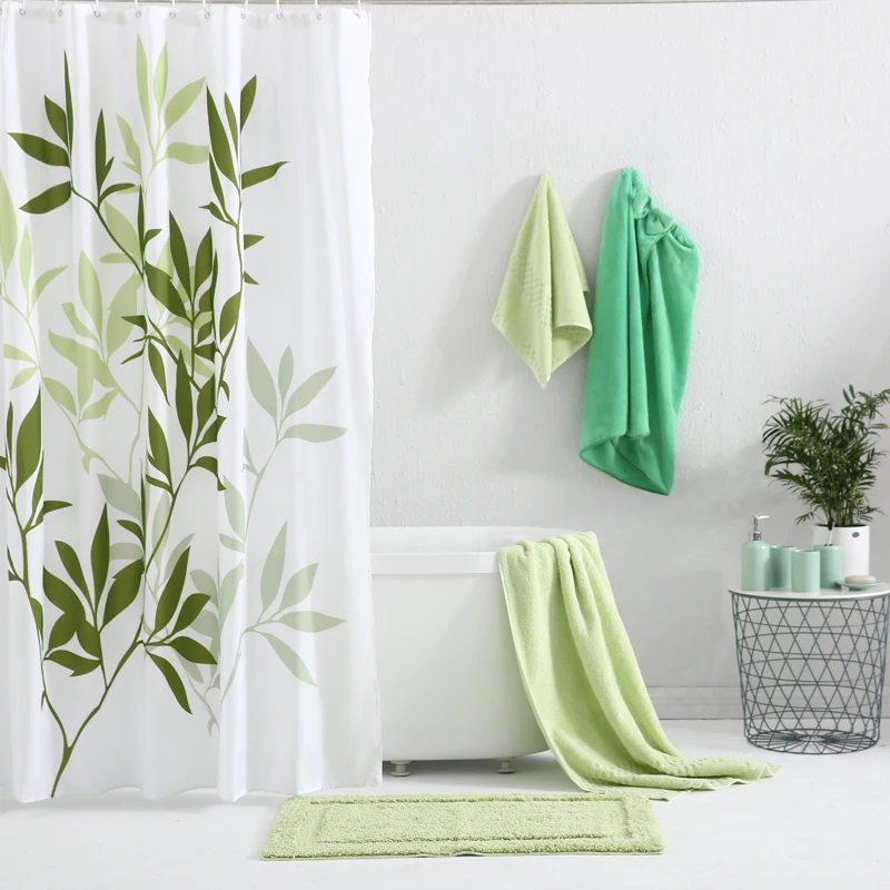 

Green Bathroom Combination Package Including Bath Skirt Towels Mat Curtain 5pc Bathroom Accessories Set Modern Fresh Luxury