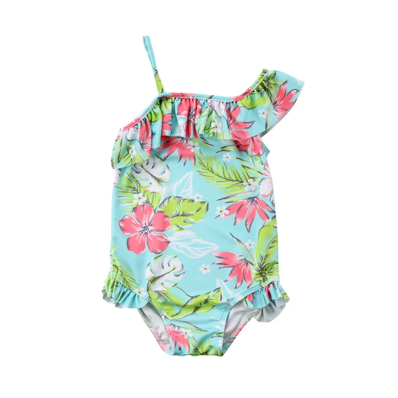 

New Chic Toddler Kid Baby Girl One Piece Floral Bikini Swimwear Swimsuit Bathing Suit One Shoulder Style Beach Wear