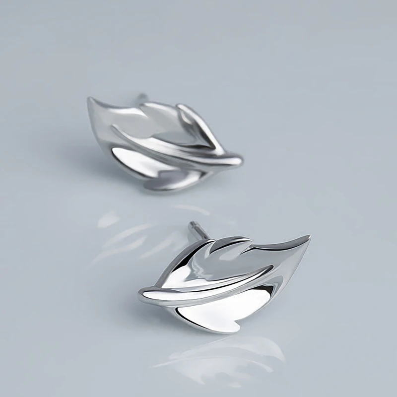 925 пробы серебряные серьги-гвоздики в форме листа для женщин, повседневные стильные серьги для девочки, ювелирные изделия из стерлингового серебра