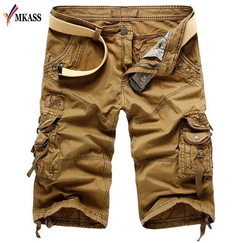 Лидер продаж, повседневные камуфляжные мужские шорты Карго, летняя брендовая одежда из хлопка, мужские Модные армейские рабочие шорты для мужчин