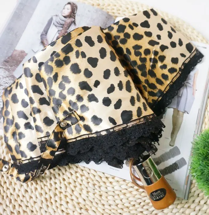

Silk Leopard Lace 3 fold Automatic Umbrella Rain Sun Women Parsol Female Sunshade Lady Plegable Paraguas Mujer Parapluie Femme