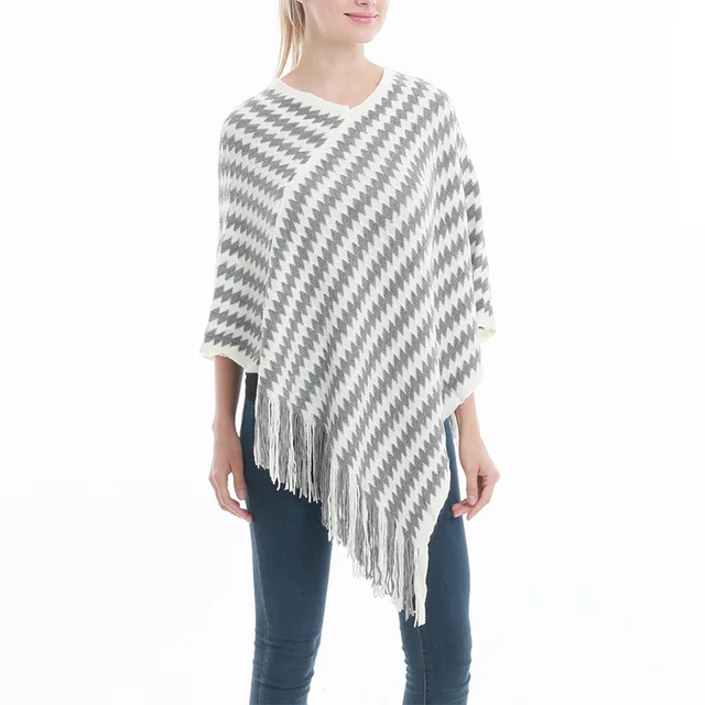 Reviews DSQUAENHD Autumn Warm Women Loose Knitted Tassel Poncho Rhombus Design Cloak Shawl Poncho Feminino Inverno V Neck Capes
