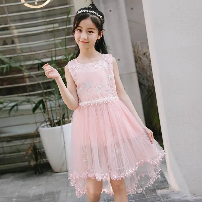 

Children's clothing girls lace dress summer 2019 big children's pettiskirt Korean version of the mesh princess dress