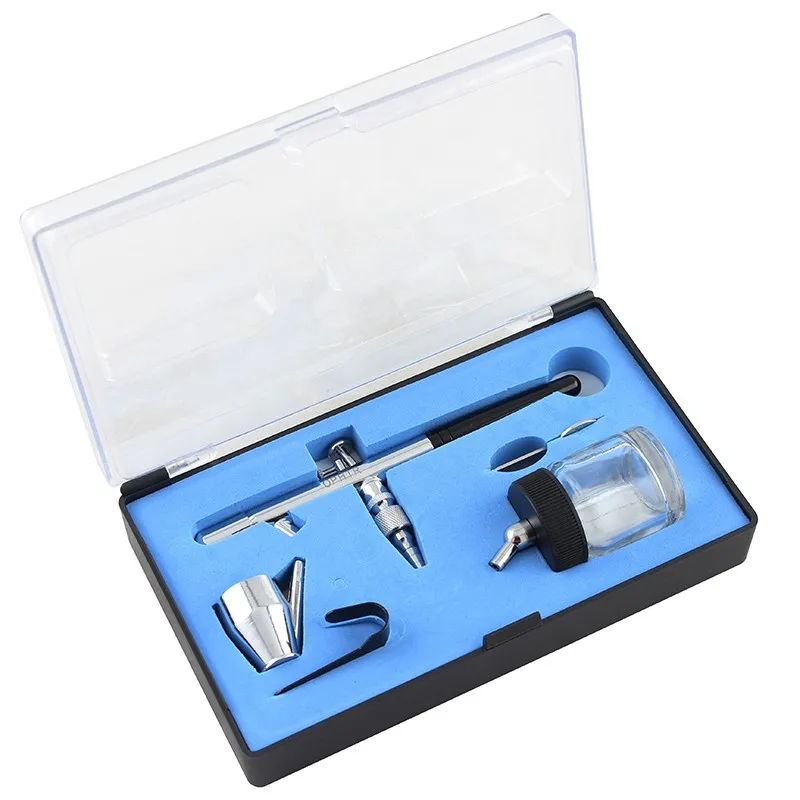 Pistola de Pintura Escova de ar com Kit de Limpeza para Modelo 0.35mm para Baixo Art_ac072 + 016-4x + 023 + 035 Ophir Pote Dupla Ação Airbrush Conjunto Hobby Corpo 4 Beleza e saúde