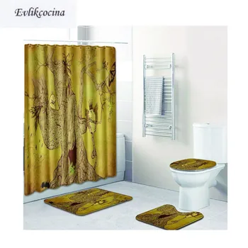 

Free Shipping 4pcs Cartoon Happy Tree Banyo Paspas Bathroom Carpet Toilet Bath Mat Set Nonslip Tapis Salle De Bain Alfombra Bano