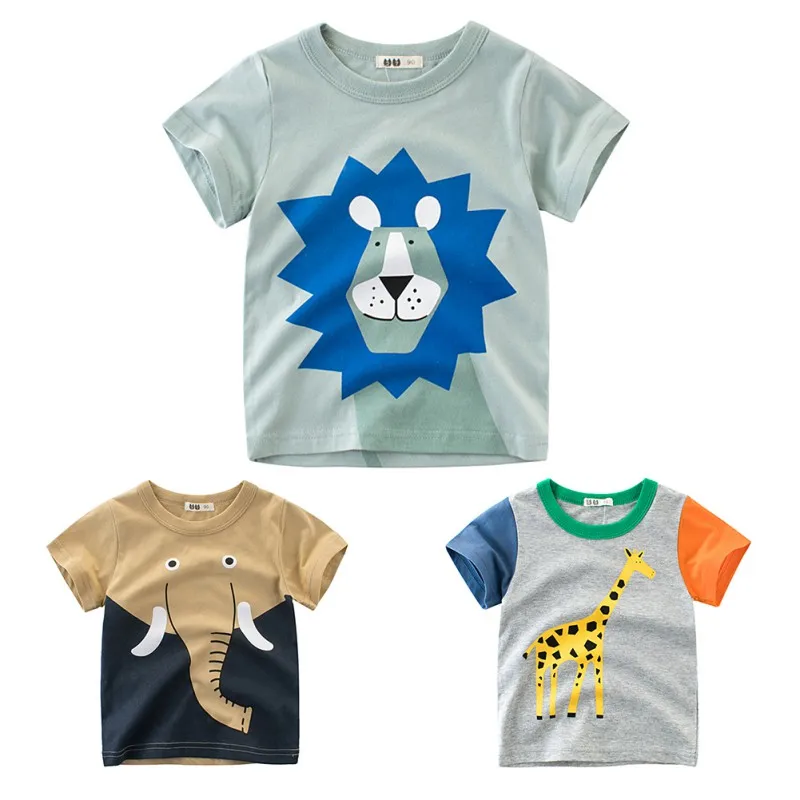 

Summer Children Boy T-shirt Animal Print Short Sleeve Tee Shirts Kids Elephant Lions Giraffe Fashion Casual Tops Clothes new