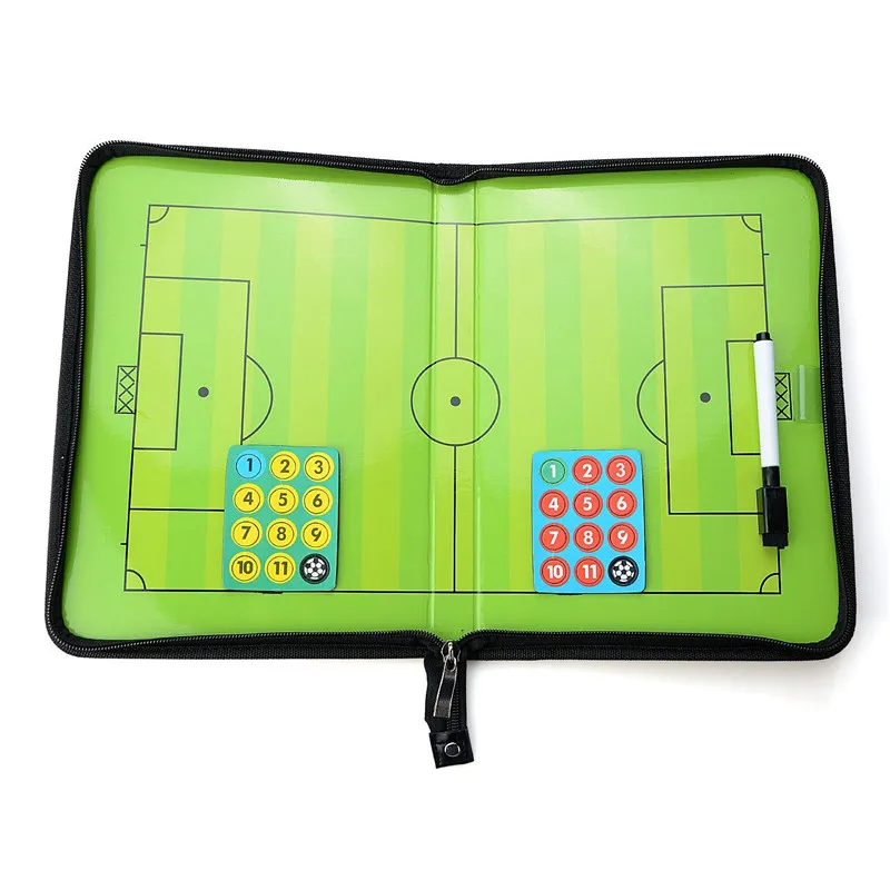 

Football Coaching Board Foldable Soccer Trainer Teaching Magnetic Clipboard Match Tactical Plate Book With Dry Erase Marker Pen