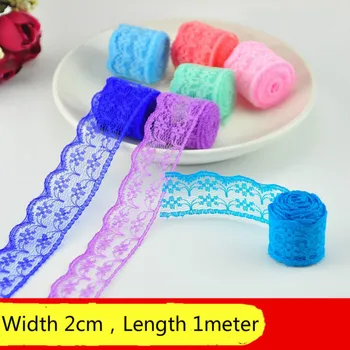 

2cm Lace Bilateral Handicrafts Embroidered Net Trimmings Ribbon DIY Sewing Decoration Skirt hat lovely gift packing Accessories