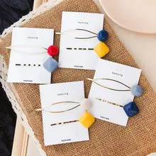 2 шт./компл. Цвет акриловая заколка для волос с камнем комбинации заколка для волос клип челка Зажим для девочек Головные уборы аксессуары для волос Для женщин моды