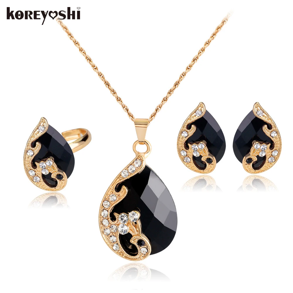 jewelry sets High-grade 5 colour crystal peacock fine Ruby jewelry sets bride wedding necklace ohrringe set parure bijoux femme