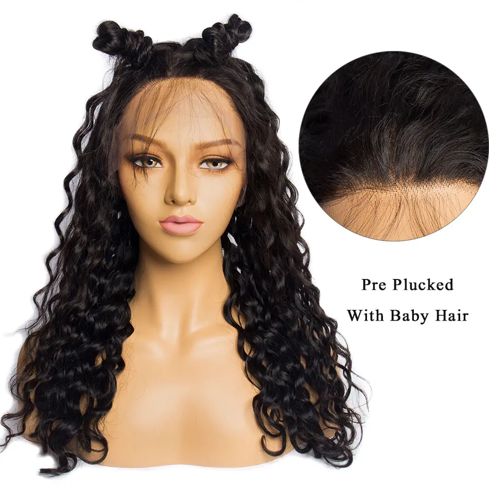 

ALIBELE Brazilian Water Wave 360 Lace Frontal Wig 150 Density Remy Human Hair Wig Short Long Pre Plucked Glueless Lace Front Wig