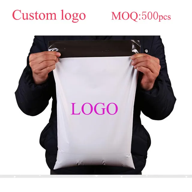 25*30cm 500pcs printed your own logo White PE Mailing Bags Plastic