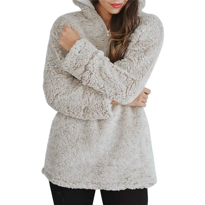 Women Sherpa Pullover Winter Fleece Fluffy Sweater Zipper Turtleneck Pullovers Female Casual Coat Pull Sweaters Women Sherpa Pullover Winter Fleece Fluffy Sweater Zipper Turtleneck Pullovers Female Casual Coat Pull Sweaters