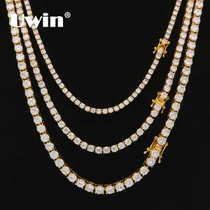 Uwin Necklace Women Jewelry Clasp Tennis-Link-Chain Iced-Out Hiphop Cubic-Zirconia Round Uwin Necklace Women Jewelry Clasp Tennis-Link-Chain Iced-Out Hiphop Cubic-Zirconia Round
