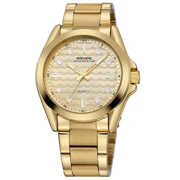 

Luxury Brand WEIDE Fashion Dress Watch Men Gold Round Case Analog Quartz Movement Waterproof Steel Strap Wristwatch Montre Homme