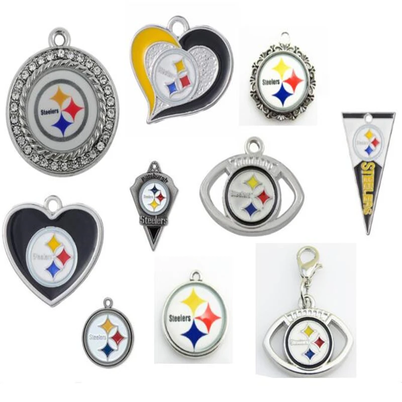 

New Arrival mix style enamel steelers Football Team Dangle Hanging Charms DIY Bracelet Necklace Pendants Jewelry