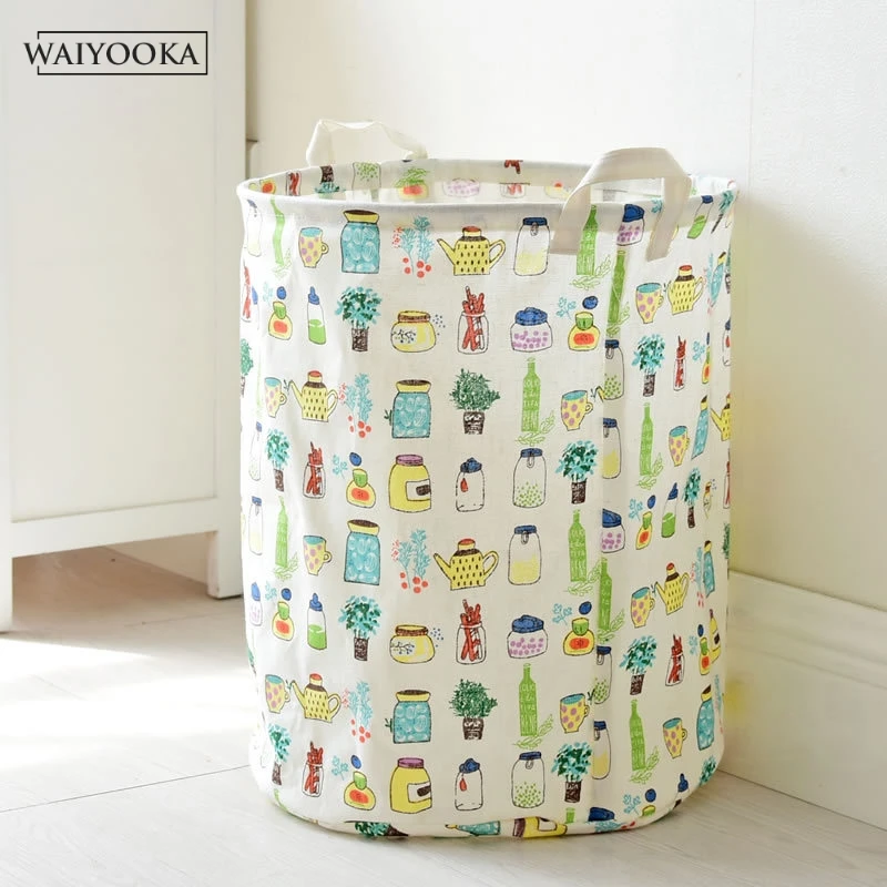 New Foldable Laundry Keg Cute Cartoon Storage Barrel Standing Toy Clothing Bucket Organizer Household Container | Дом и сад