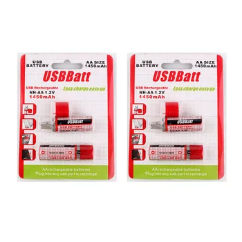 

4PCSLiitoKala 1.2 V 1450 MAH Battery AA USB Battery AA Rechargeable Battery 1450 MAH AA USB With LED Indicator E Throughout Life