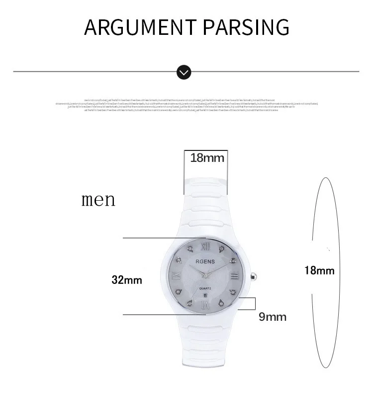 Новые женские часы водонепроницаемые повседневные женские наручные часы белые керамические кварцевые часы с бриллиантами и календарем женские часы бренд RGENS