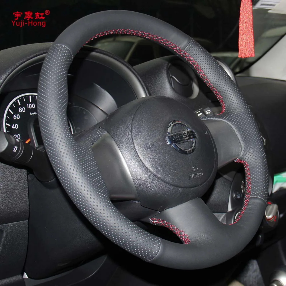 Чехлы на рулевое управление для Nissan March Versa Note Sunny 2011 ручная работа искусственная