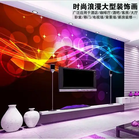 

3d wallpaper custom Non-woven Curve light feeling cool bar KTV background wallpaper